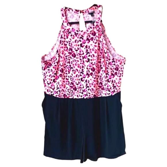 PRICE FIRM! NEW TORRID Plus Size Leopard Studio Knit Goddess Neck Romper. - Picture 2 of 13